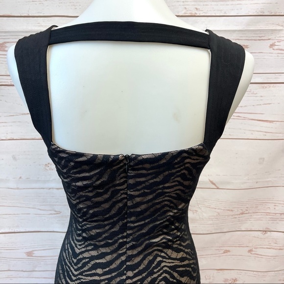Laundry Shelli Segal Tiger Zebra Striped Mesh Little Black Dress LBD - Picture 9 of 11